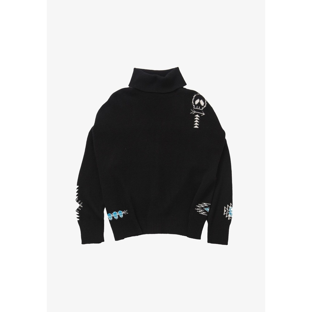 360 Cashmere Black Skull Pattern Women's Sweater 100% Cashmere Small Florence